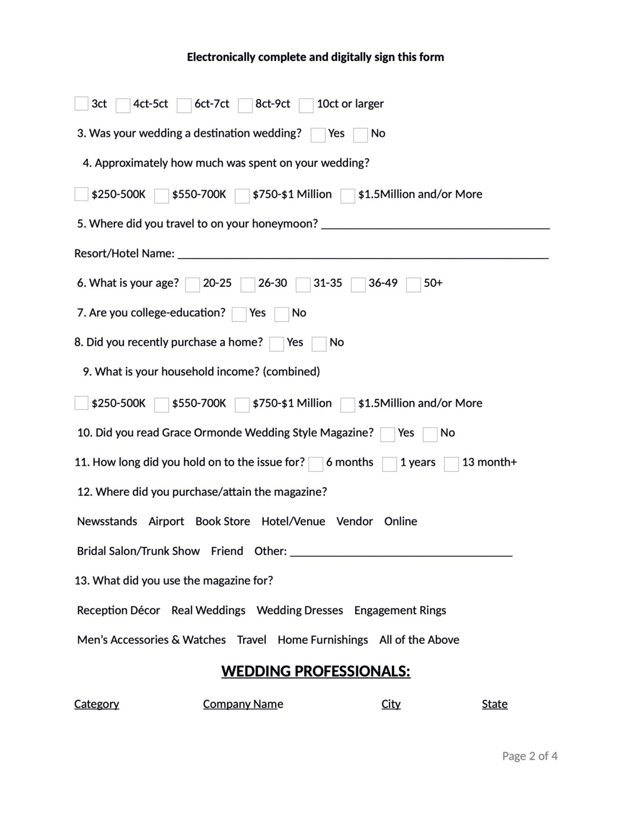 Wedding Information Form - Wedding Style Magazine